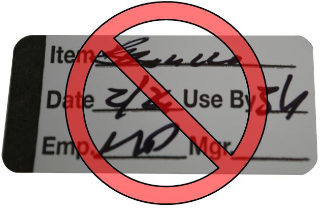 Image of Illegible Handwrite Food Safety Label